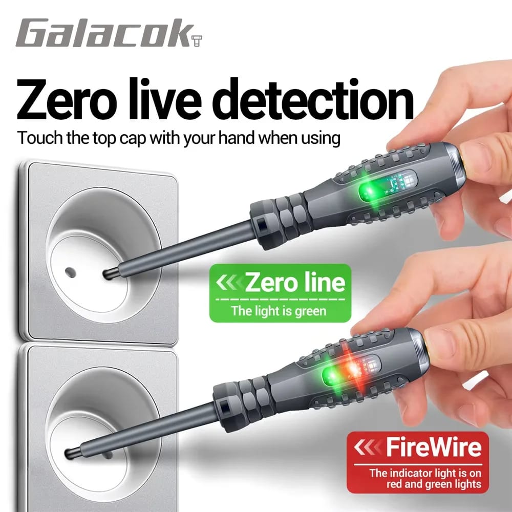 Destornillador Tester Electricista Multifuncional AC Sin Contacto Lápiz Probador de Voltaje 70-600V con Luces de Inducción Rojas y Verdes