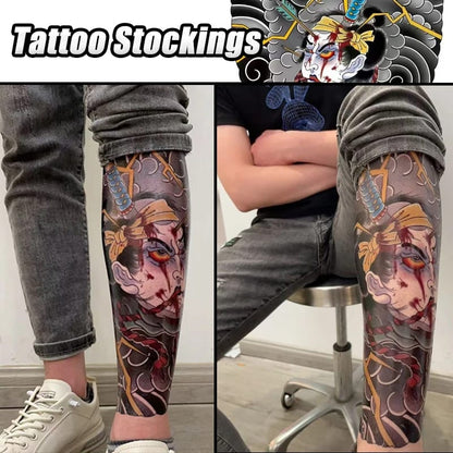 Manga de Pierna Japonesa con Tatuaje de Flor, Diseño Sexy. Para Hombre y Mujer, Elástica, Resistente a Rasguños. Ideal para Viajes y Ciclismo.