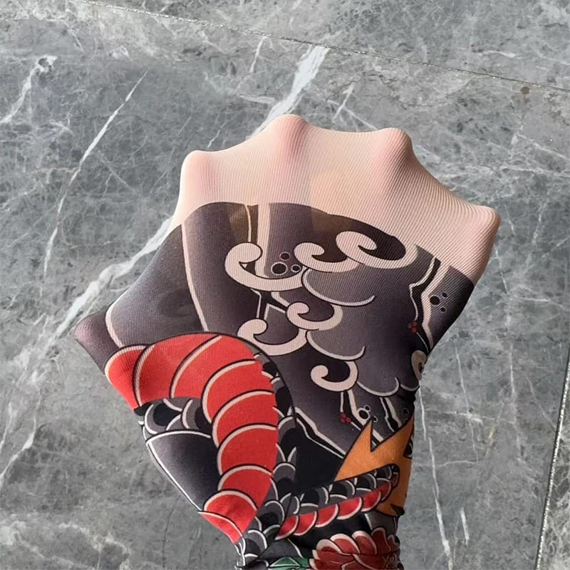 Manga de Pierna Japonesa con Tatuaje de Flor, Diseño Sexy. Para Hombre y Mujer, Elástica, Resistente a Rasguños. Ideal para Viajes y Ciclismo.