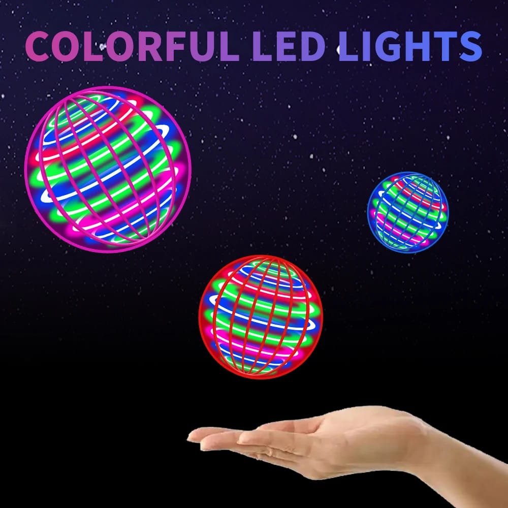 Bola Voladora Mágica Automática con Luces LED. Juguete Interactivo Flotante Tipo OVNI. Ideal para Niños y Regalo.