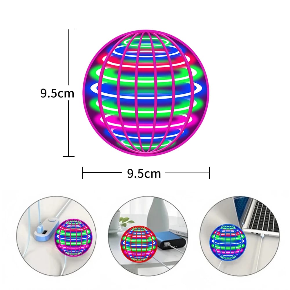 Bola Voladora Mágica Automática con Luces LED. Juguete Interactivo Flotante Tipo OVNI. Ideal para Niños y Regalo.