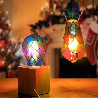 Bombilla LED Decorativa Pintada a Mano ST64 G80 G95 G125 220V. Luz de Colores RGB 4W 2700K. Ideal para Ambiente, Navidad, Dormitorio.