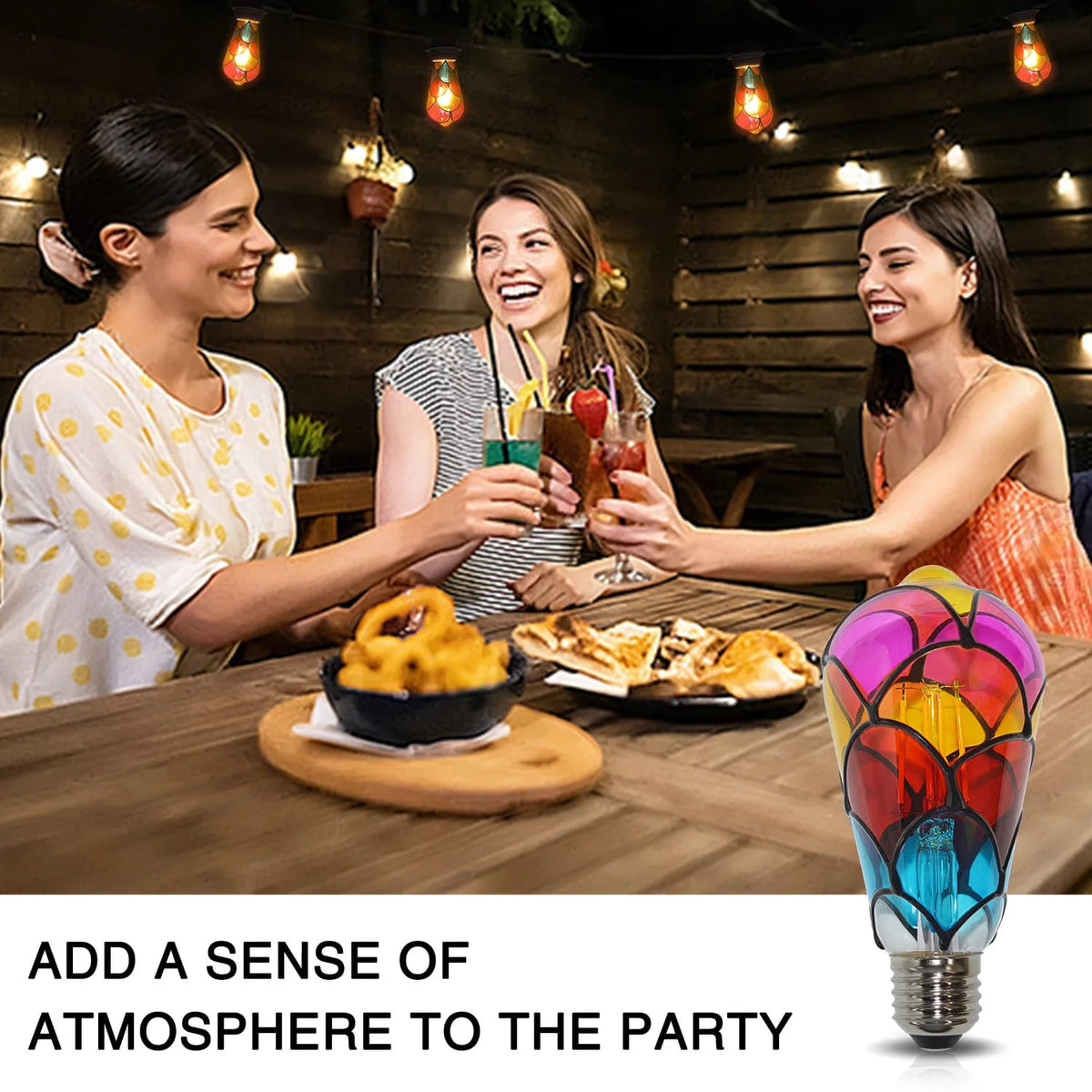 Bombilla LED Decorativa Pintada a Mano ST64 G80 G95 G125 220V. Luz de Colores RGB 4W 2700K. Ideal para Ambiente, Navidad, Dormitorio.