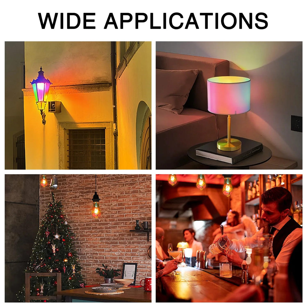 Bombilla LED Decorativa Pintada a Mano ST64 G80 G95 G125 220V. Luz de Colores RGB 4W 2700K. Ideal para Ambiente, Navidad, Dormitorio.