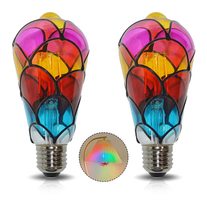 Bombilla LED Decorativa Pintada a Mano ST64 G80 G95 G125 220V. Luz de Colores RGB 4W 2700K. Ideal para Ambiente, Navidad, Dormitorio.