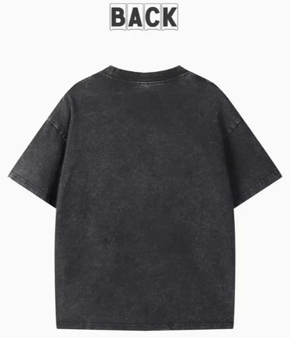 Remera Estampada de Mujer Manga Corta, Corte Oversize, Estilo Retro Lavado Vintage. Prenda de Moda Urbana y Casual.