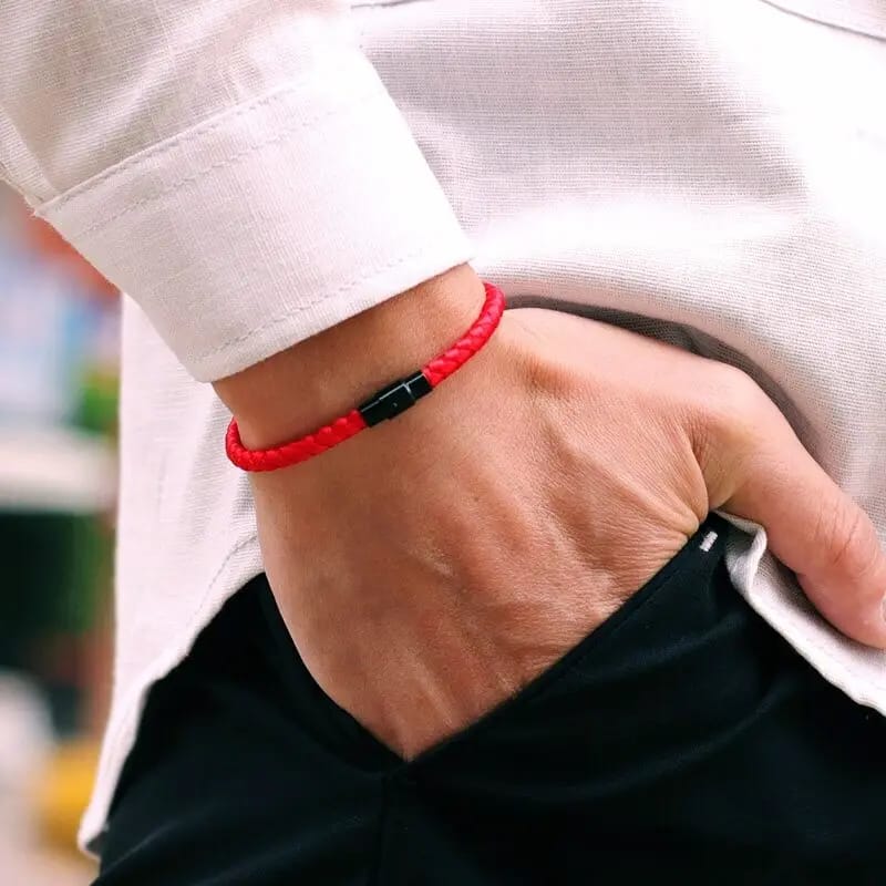 Pulsera de Cuerda Roja de Nylon para Hombre y Mujer. Diseño magnético para pareja, amuleto de la suerte, prosperidad y riqueza.