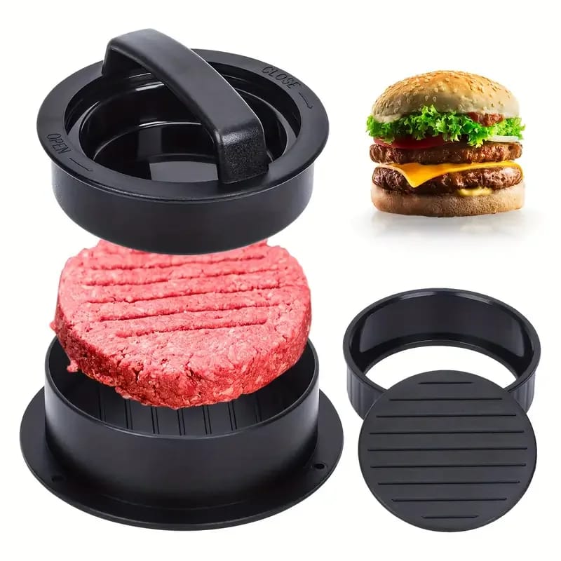 Prensa y Molde de Hamburguesas 3 en 1 para rellenas. Perfecta para carne y pollo. Utensilio de cocina.