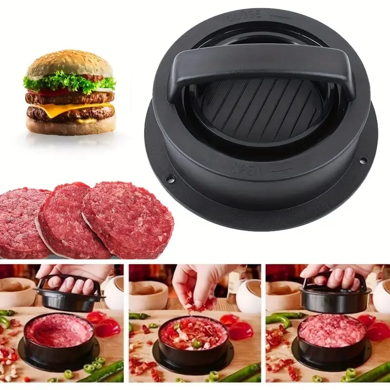 Prensa y Molde de Hamburguesas 3 en 1 para rellenas. Perfecta para carne y pollo. Utensilio de cocina.