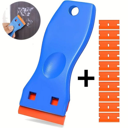 Set Removedor de Pegatinas Multiuso y Rascador de Vidrio. Herramienta de Plástico Pequeña para Quitar Pintura, Películas de Auto y Limpieza del Hogar.