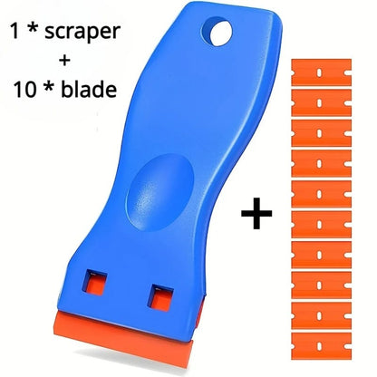 Set Removedor de Pegatinas Multiuso y Rascador de Vidrio. Herramienta de Plástico Pequeña para Quitar Pintura, Películas de Auto y Limpieza del Hogar.