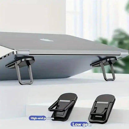 2 Soportes Mini Plegables para Laptop Portátil, Elevador de Teclado con 2 Ángulos Ajustables, Autoadhesivo Invisible