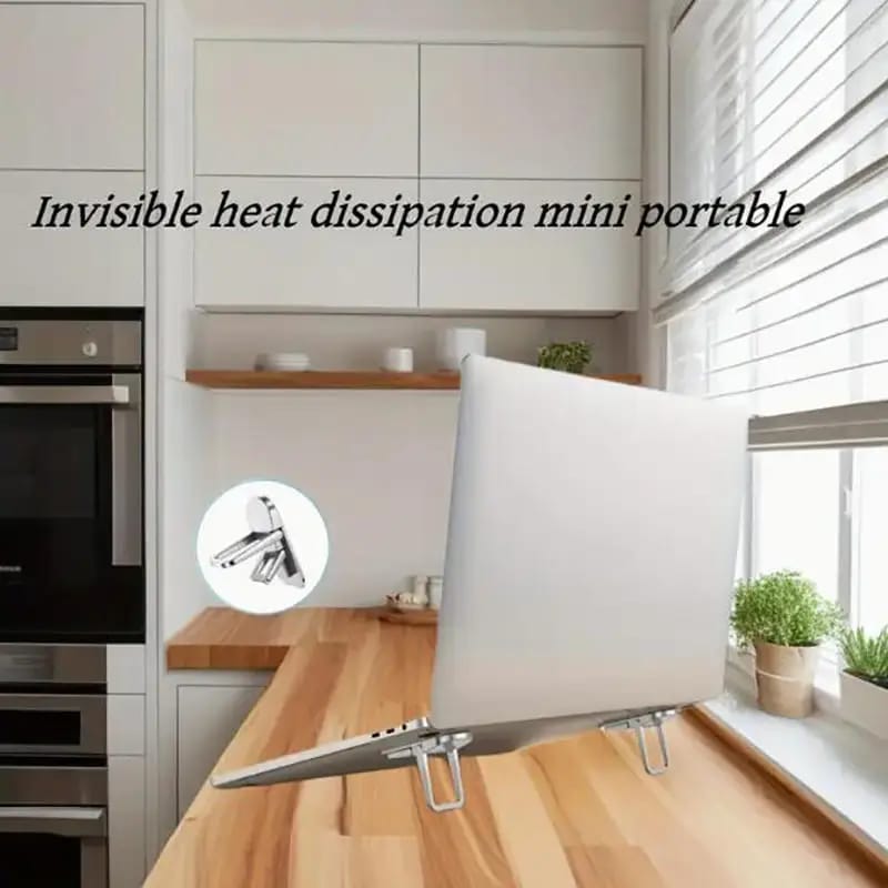 2 Soportes Mini Plegables para Laptop Portátil, Elevador de Teclado con 2 Ángulos Ajustables, Autoadhesivo Invisible