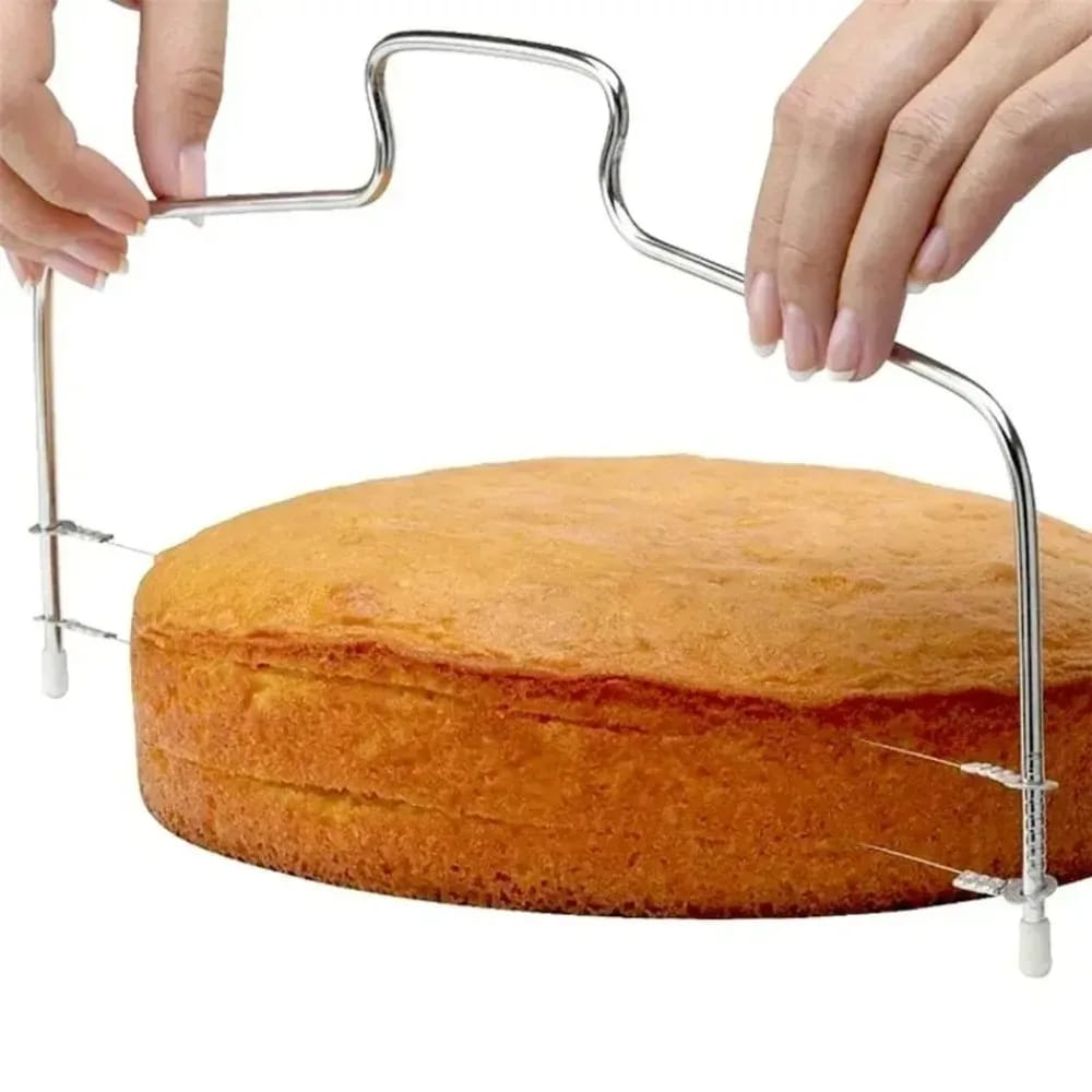 Cortador Rebanador de Pasteles y Tortas de Altura Ajustable de Acero Inoxidable. Utensilio de Repostería para Cortar Capas de Bizcocho.