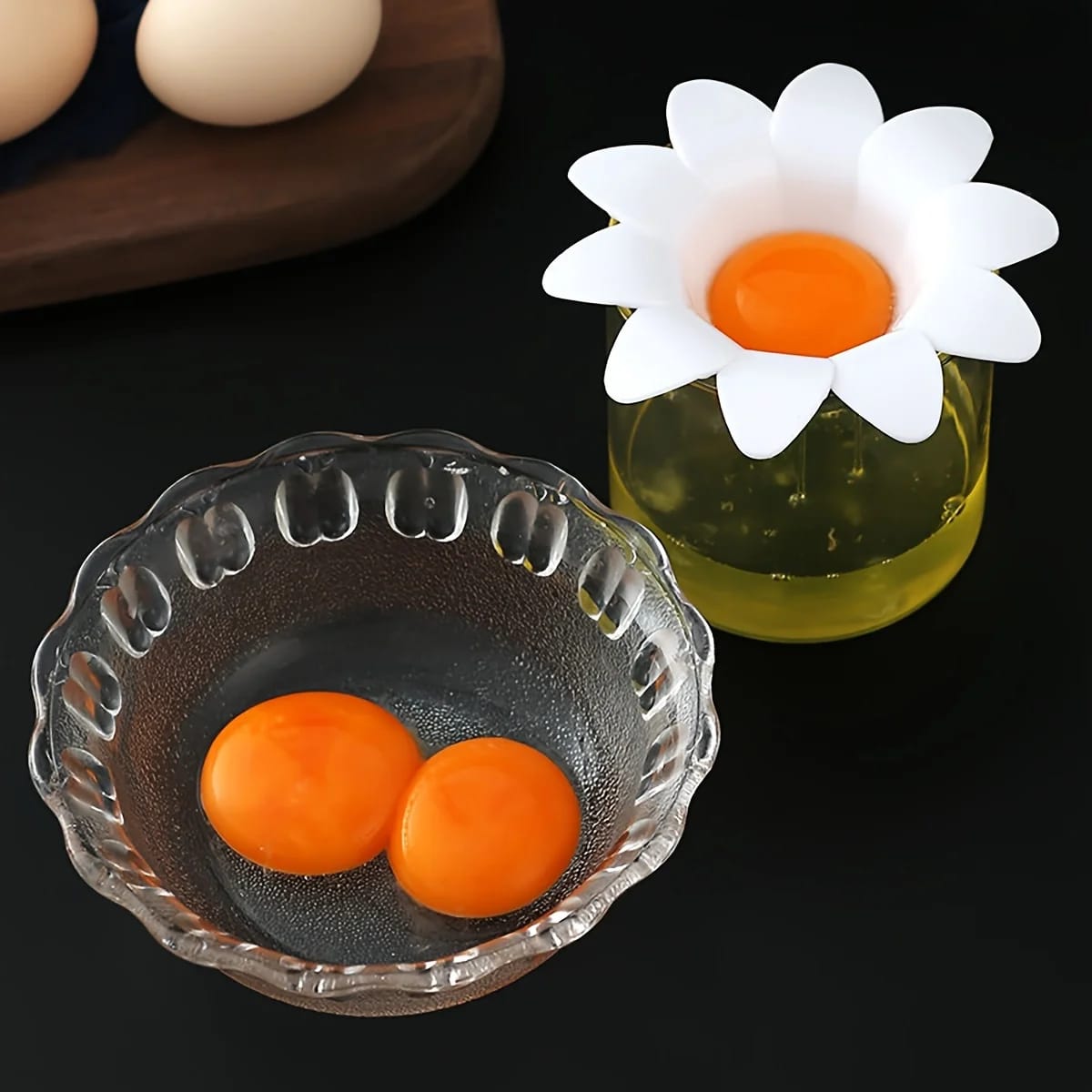 Separador de Claras y Yemas de Huevo con Diseño Floral Lindo, Utensilio de Cocina para Repostería.