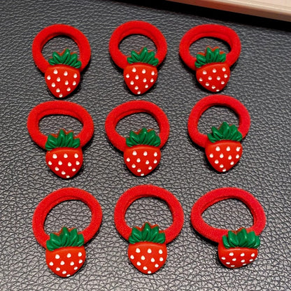 Set de 10 Gomas para el Pelo de Frutillas Multicolor para Niñas. Accesorios de Diseño Adorable para Peinados Diarios y Festivos. Regalo Ideal.