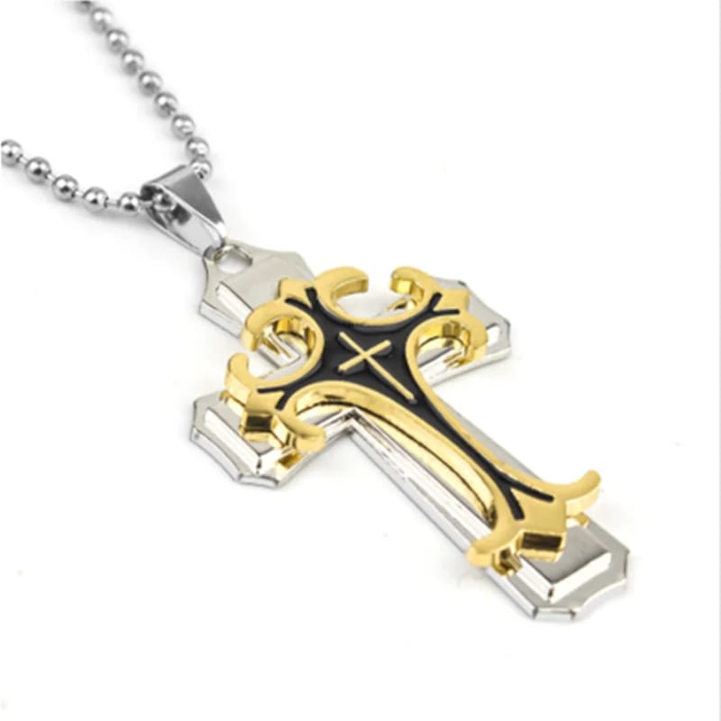 Collar de Cruz para Hombre, Chapado en Oro, Joyería Cristiana, Regalo para Fiestas o Aniversarios