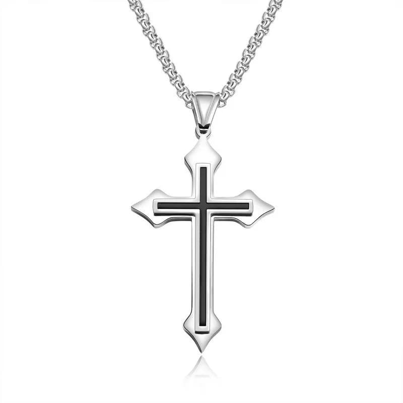 Collar de Cruz para Hombre, Chapado en Oro, Joyería Cristiana, Regalo para Fiestas o Aniversarios