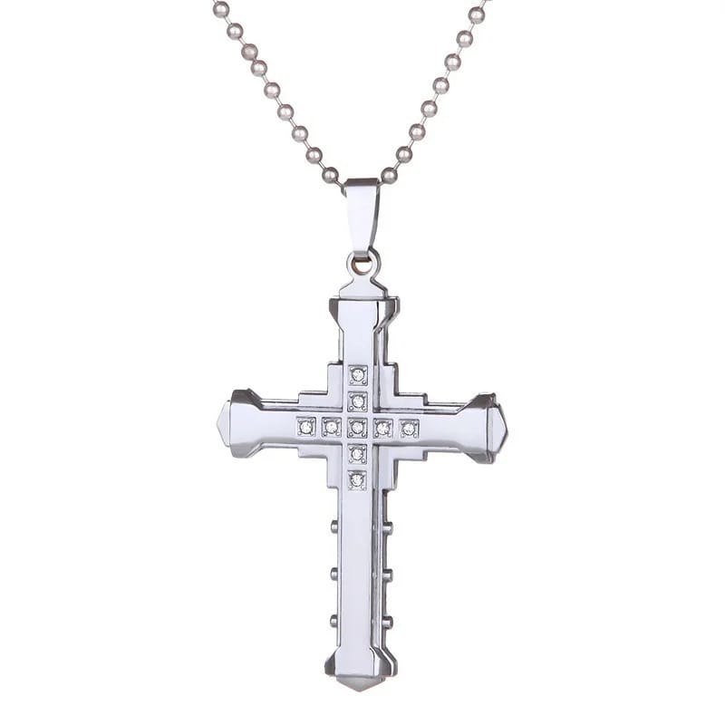 Collar de Cruz para Hombre, Chapado en Oro, Joyería Cristiana, Regalo para Fiestas o Aniversarios