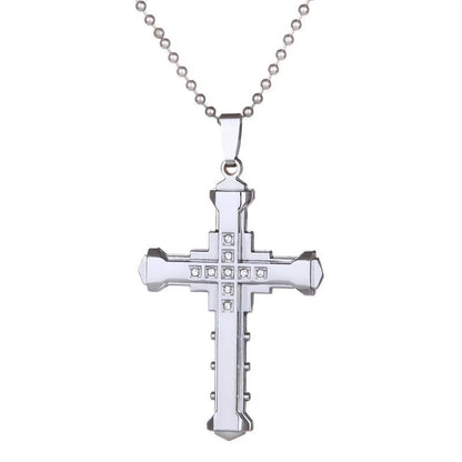 Collar de Cruz para Hombre, Chapado en Oro, Joyería Cristiana, Regalo para Fiestas o Aniversarios