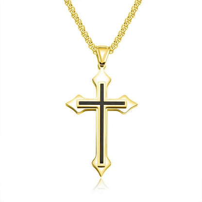 Collar de Cruz para Hombre, Chapado en Oro, Joyería Cristiana, Regalo para Fiestas o Aniversarios
