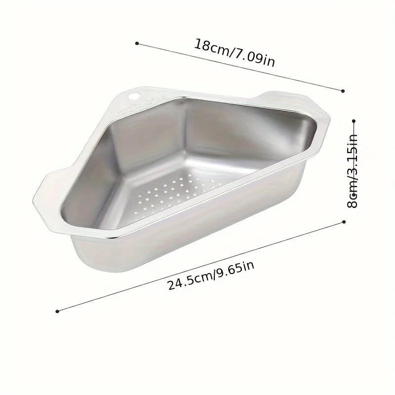 Canasto filtro escurridor de acero inoxidable para fregadero de cocina, ideal para residuos y restos de comida.
