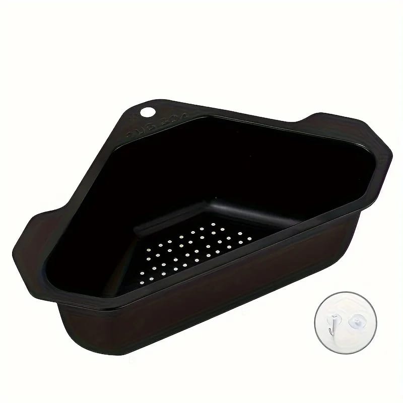 Canasto filtro escurridor de acero inoxidable para fregadero de cocina, ideal para residuos y restos de comida.
