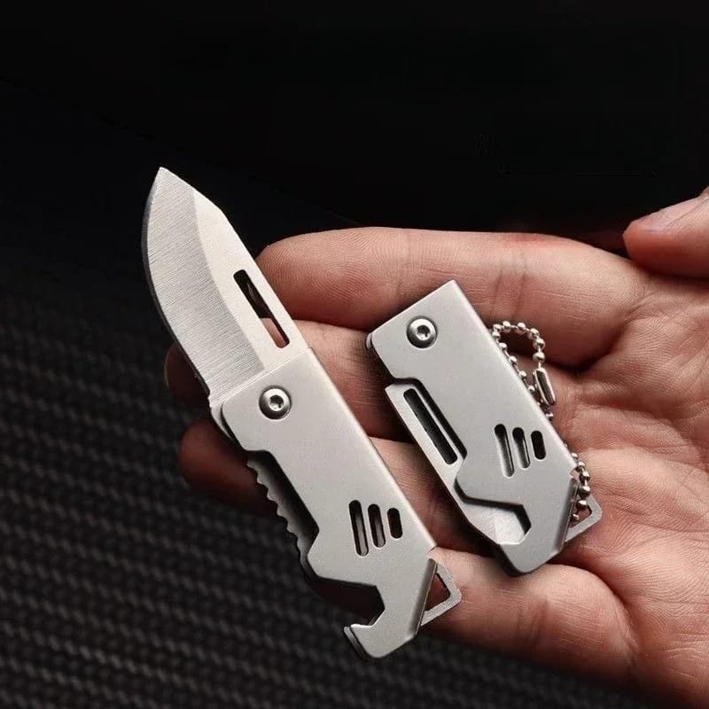 Mini Navaja Plegable de Acero Portátil para Camping y Supervivencia. Cuchillo de Bolsillo, Llavero y Autodefensa.