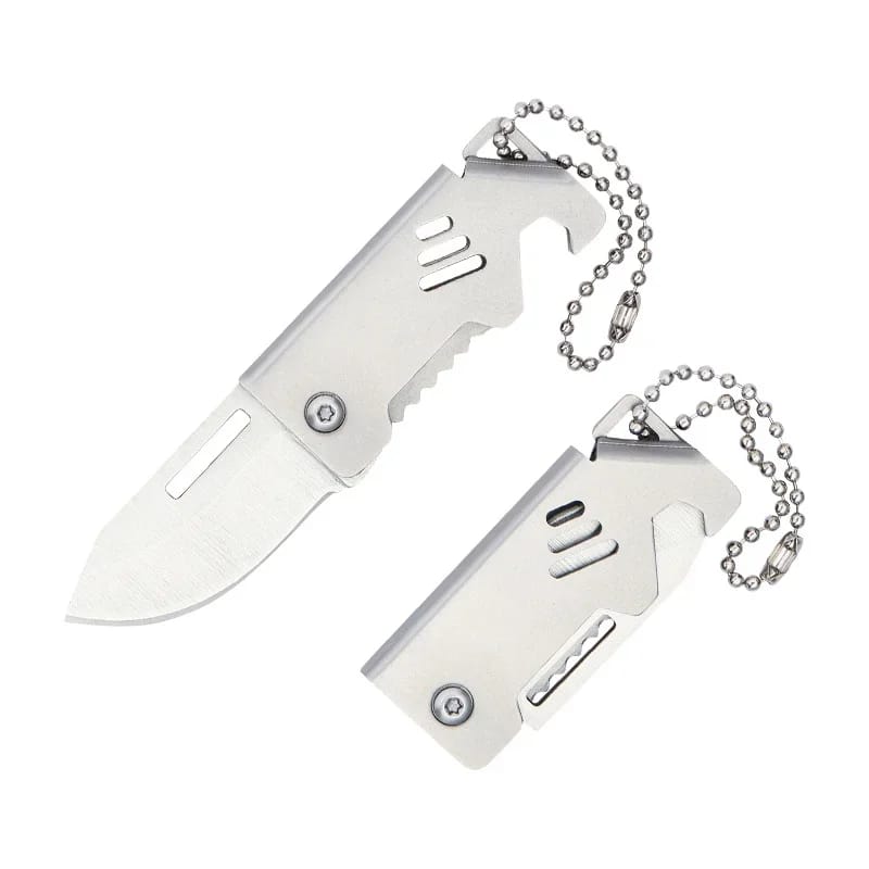 Mini Navaja Plegable de Acero Portátil para Camping y Supervivencia. Cuchillo de Bolsillo, Llavero y Autodefensa.