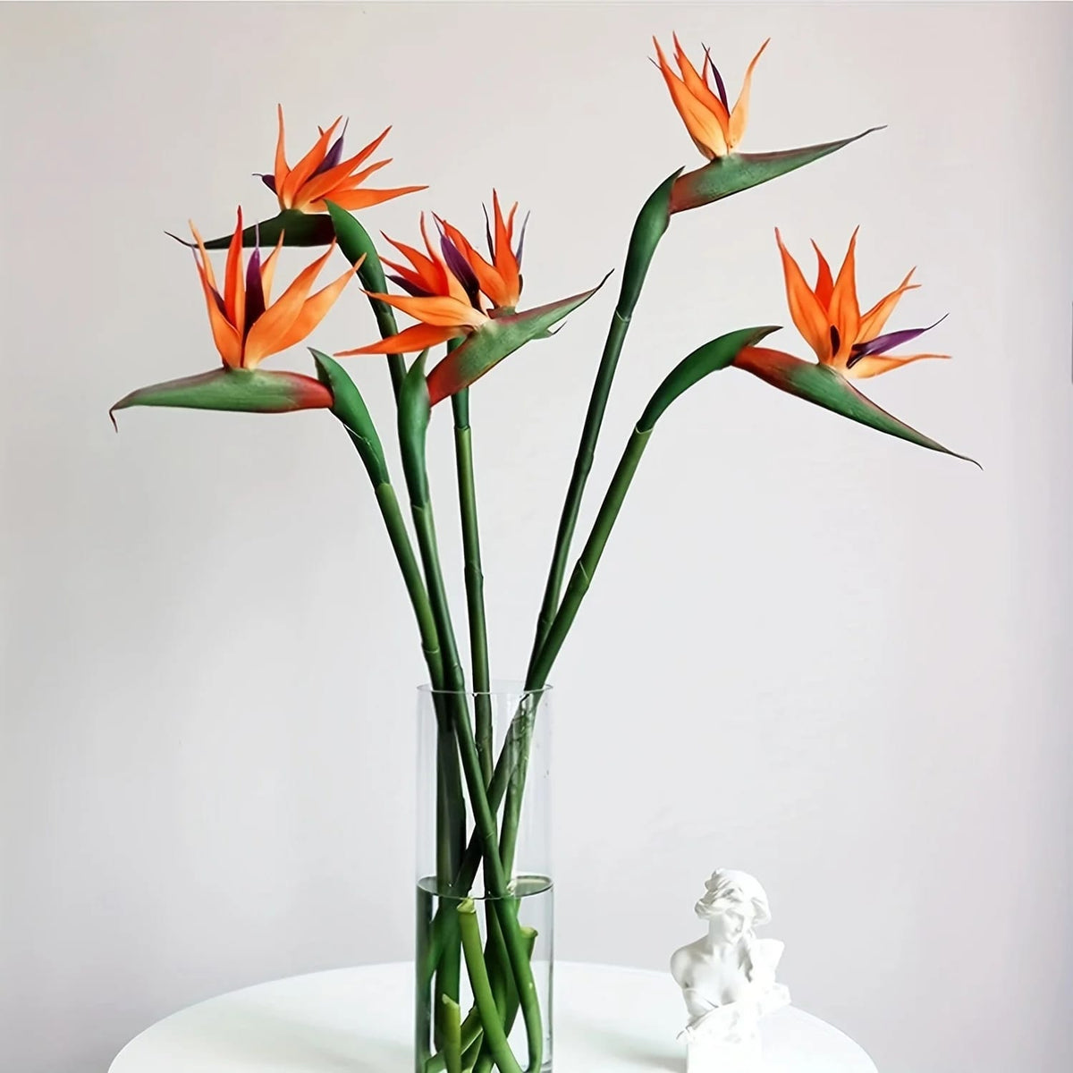 Flores Artificiales Ave del Paraíso Strelitzia de Goma. Tallo Largo de 62 cm (24.5''). Ideal para Decoración del Hogar, Fiestas y Proyectos DIY.