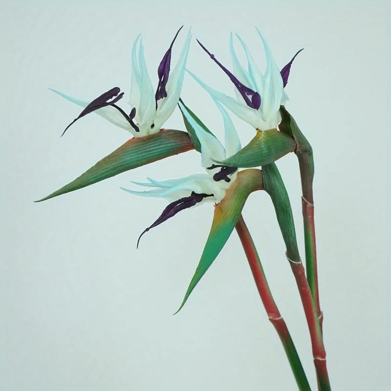 Flores Artificiales Ave del Paraíso Strelitzia de Goma. Tallo Largo de 62 cm (24.5''). Ideal para Decoración del Hogar, Fiestas y Proyectos DIY.