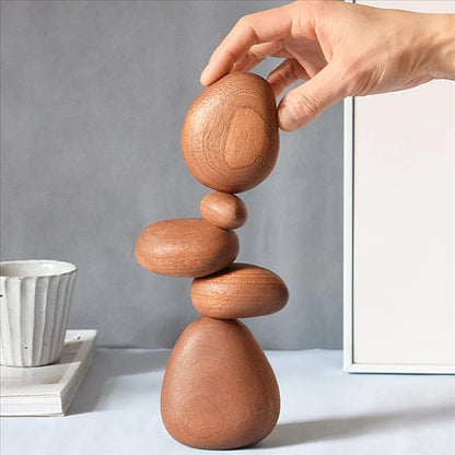 Adornos de Pared Modernos de Madera Sólida con Forma de Piedras, Estilo Nórdico, Arte Divertido, Puzzle Decorativo para el Hogar, Ideal para Descomprimir.