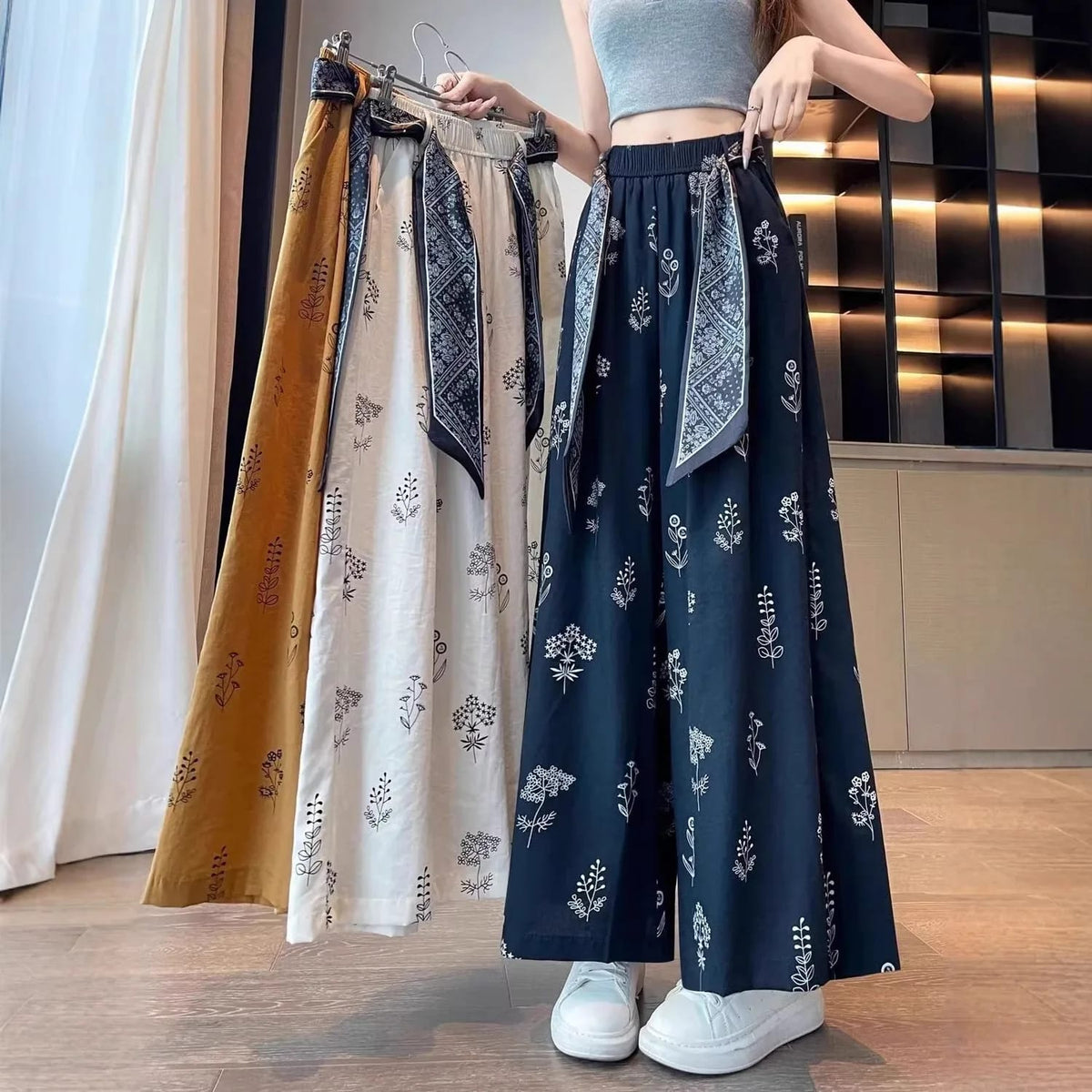 Pantalón de Mujer Retro Cómodo Estampado. Liviano, Transpirable y de Moda para Oficina. Nueva Colección.