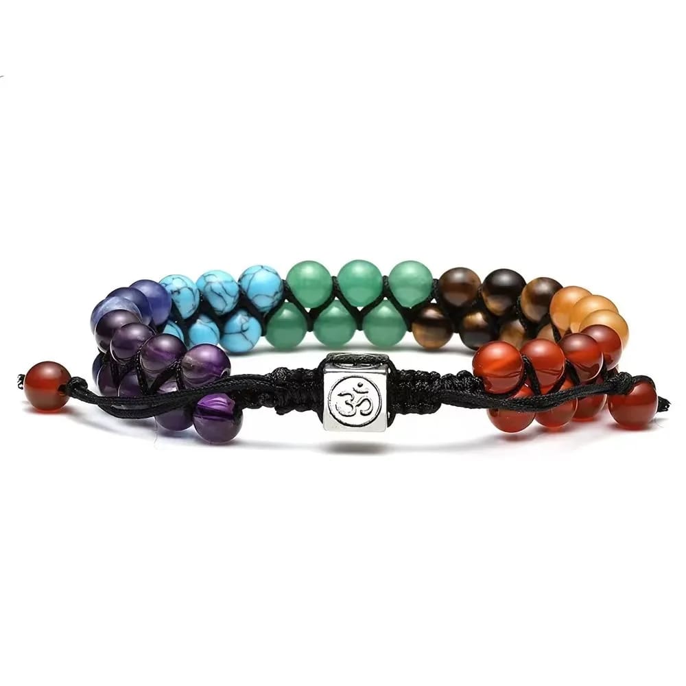 Pulsera Ajustable de Piedras Naturales 7 Chakras. Ideal para Yoga, Meditación, Relajación y Reducir la Ansiedad. Para Mujeres.