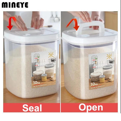 Contenedor de Arroz Transparente, A Prueba de Insectos y Humedad, Recipiente Sellado para Harina, Granos y Comida de Mascotas.
