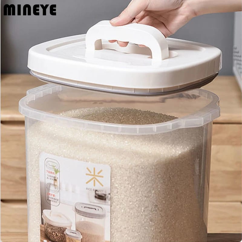 Contenedor de Arroz Transparente, A Prueba de Insectos y Humedad, Recipiente Sellado para Harina, Granos y Comida de Mascotas.