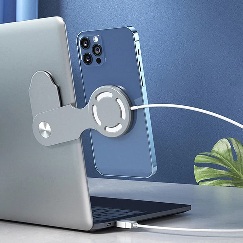 Soporte Magnético para Celular en Pantalla de Laptop, Compatible con Magsafe para iPhone 15 14, Plegable y Ajustable, Montaje Lateral para Pantalla Adicional