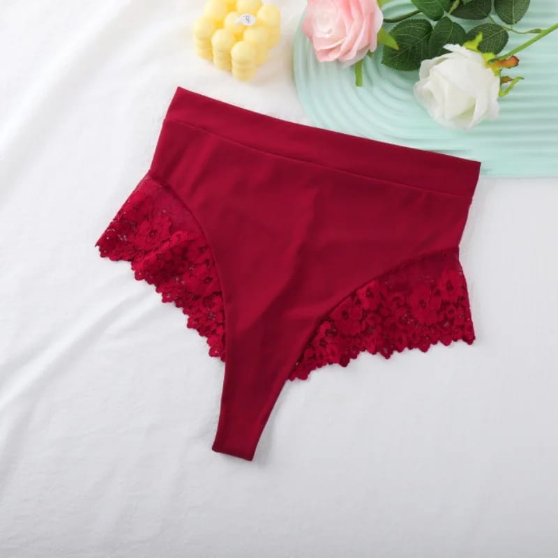 Colaless Tiro Alto De Mujer Sexy Con Encaje, Moño Y Entrepierna De Algodón.