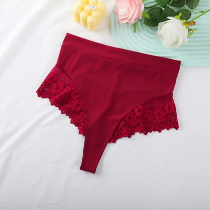 Colaless Tiro Alto De Mujer Sexy Con Encaje, Moño Y Entrepierna De Algodón.