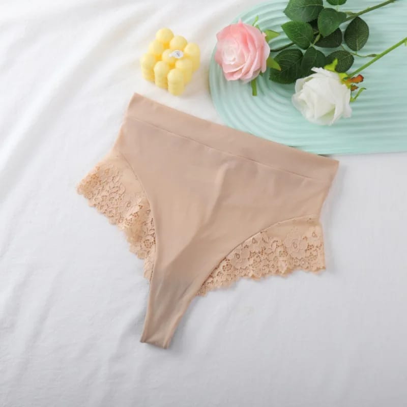Colaless Tiro Alto De Mujer Sexy Con Encaje, Moño Y Entrepierna De Algodón.