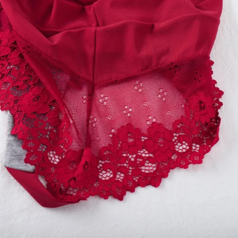 Colaless Tiro Alto De Mujer Sexy Con Encaje, Moño Y Entrepierna De Algodón.