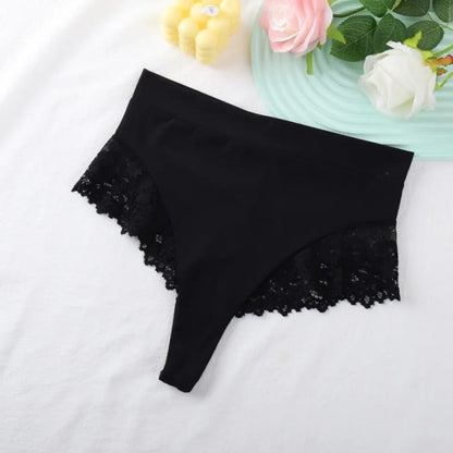 Colaless Tiro Alto De Mujer Sexy Con Encaje, Moño Y Entrepierna De Algodón.