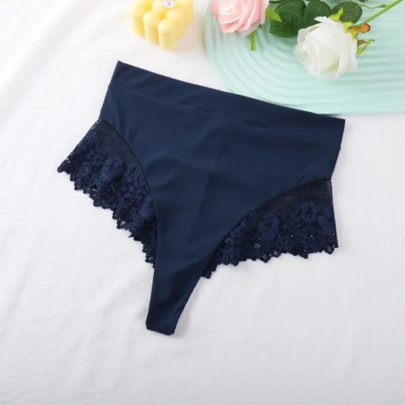 Colaless Tiro Alto De Mujer Sexy Con Encaje, Moño Y Entrepierna De Algodón.