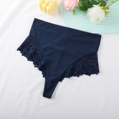 Colaless Tiro Alto De Mujer Sexy Con Encaje, Moño Y Entrepierna De Algodón.