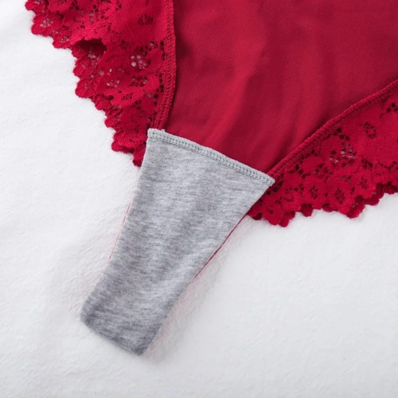 Colaless Tiro Alto De Mujer Sexy Con Encaje, Moño Y Entrepierna De Algodón.