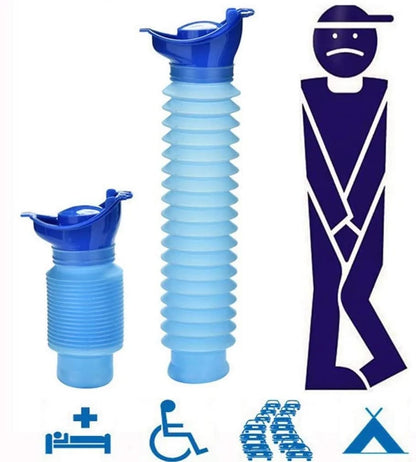 Orinal portátil plegable de 750ml para adultos y niños. Botella urinaria para viajes, auto, camping y emergencias.
