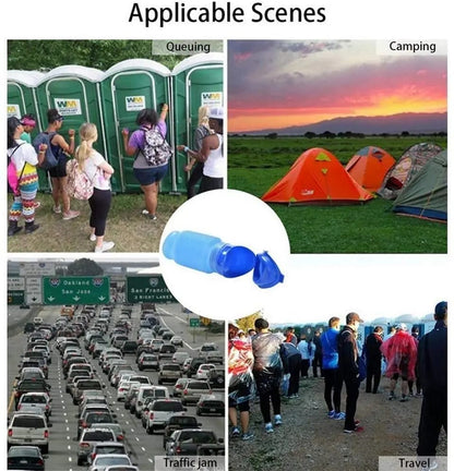 Orinal portátil plegable de 750ml para adultos y niños. Botella urinaria para viajes, auto, camping y emergencias.