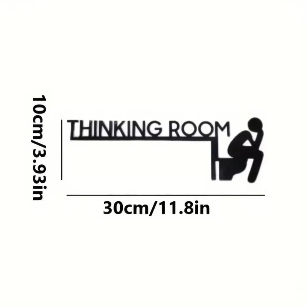 Señal Moderna de Metal para Puerta de Baño. Elegante Escultura de Pared "Thinking Room" para el Hogar. Arte Decorativo Colgante.