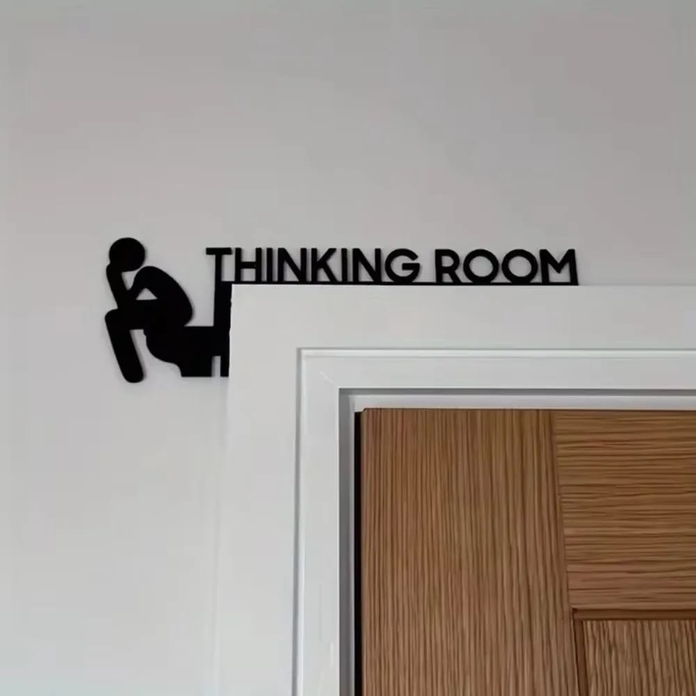 Señal Moderna de Metal para Puerta de Baño. Elegante Escultura de Pared "Thinking Room" para el Hogar. Arte Decorativo Colgante.