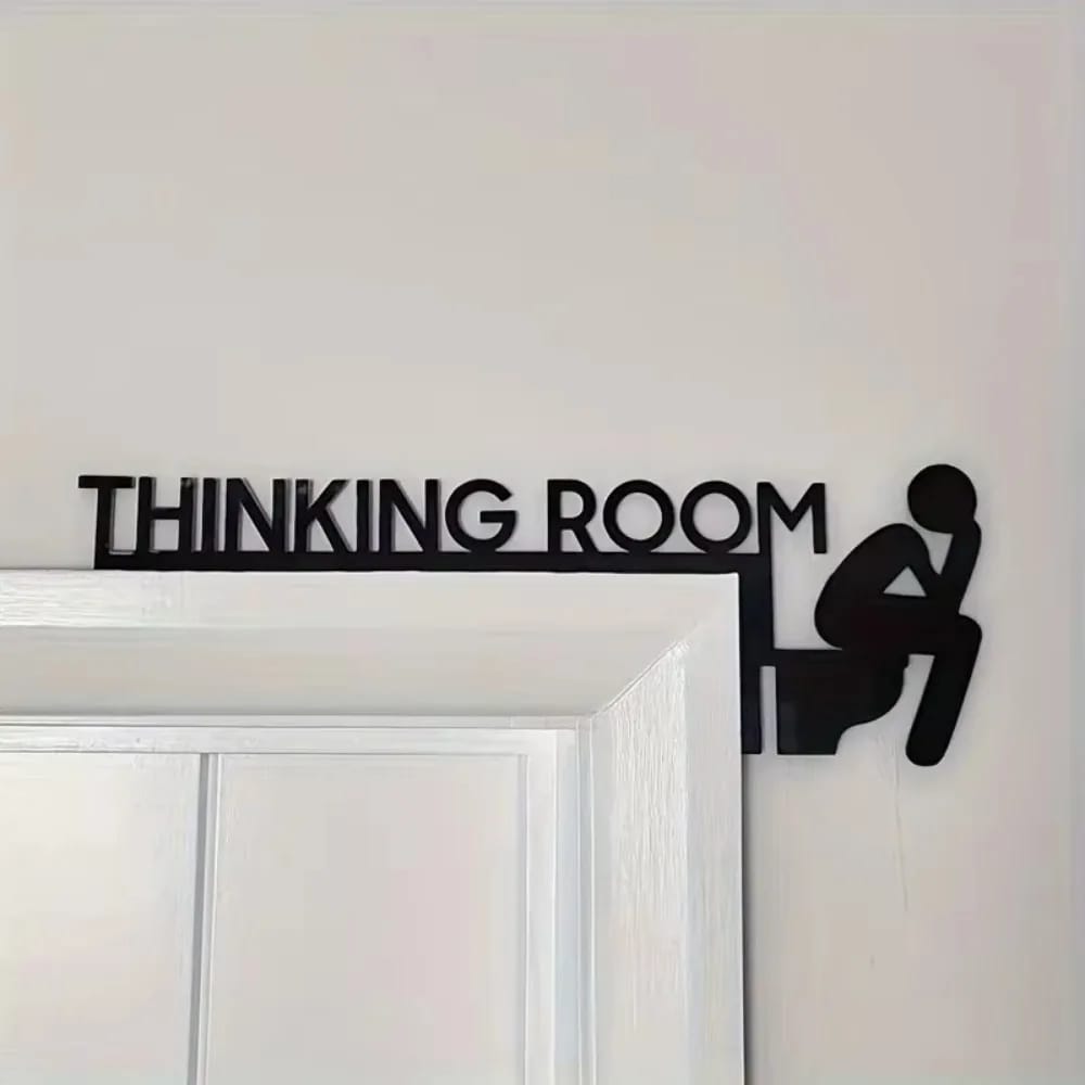 Señal Moderna de Metal para Puerta de Baño. Elegante Escultura de Pared "Thinking Room" para el Hogar. Arte Decorativo Colgante.